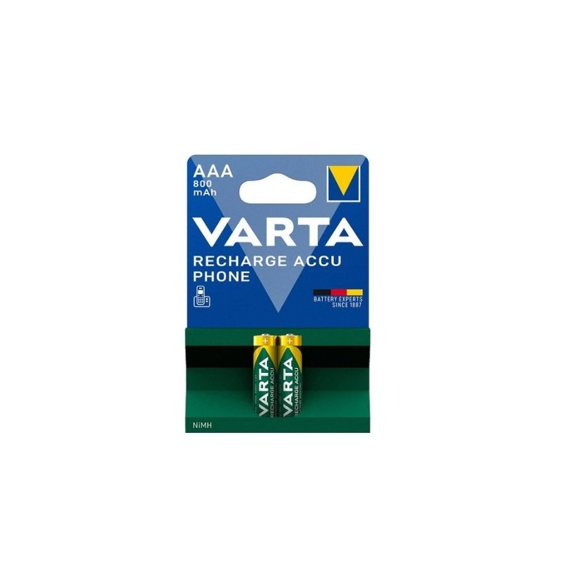 BLISTER DE 2 x LR03 PILE BATON RECHARGEABLE PHONE 1,2V 800mA VARTA